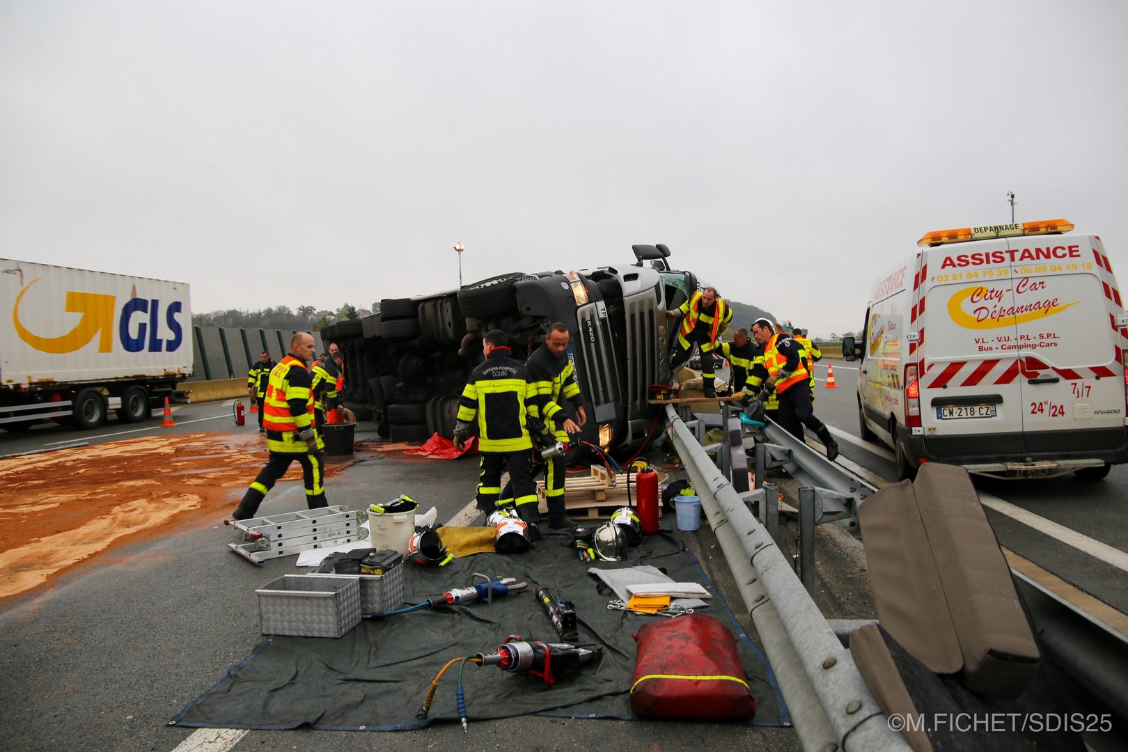 Accident de poids lourd sur l'autoroute 30/10/2019